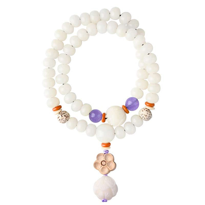 Bransoletka z białego jadeitu Bodhi Lotus z Buddha Stones