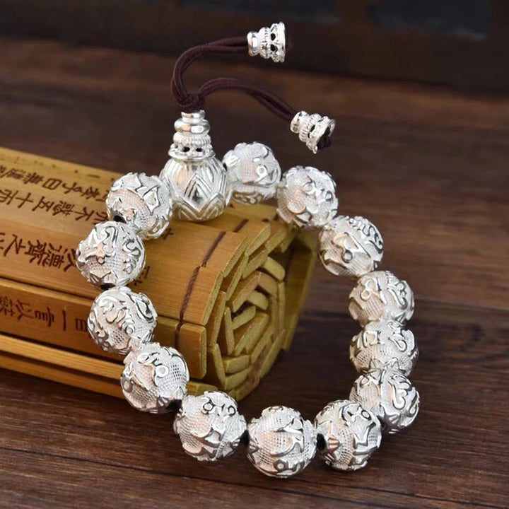 Buddha Stones Tybetańskie Om Mani Padme Hum Rzeźbione Koraliki Amulet Bransoletka