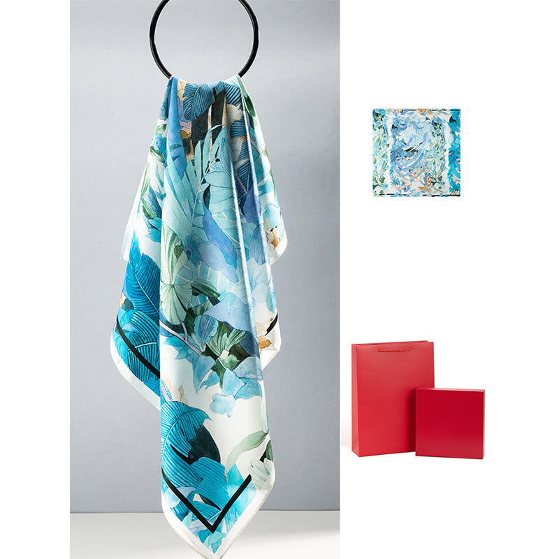 Kamienie Buddha Stones Dżungla Olej Malarstwo Pomyślne Chmury 100% Jedwabny Szalik Morwowy Premium Grade 6A Dwustronny Jedwabny Szalik na Szyję - Kraina namorzynów - image 9