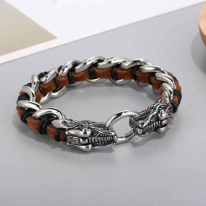 Bransoletka pleciona ze stali tytanowej Dragon Leather Protection Luck