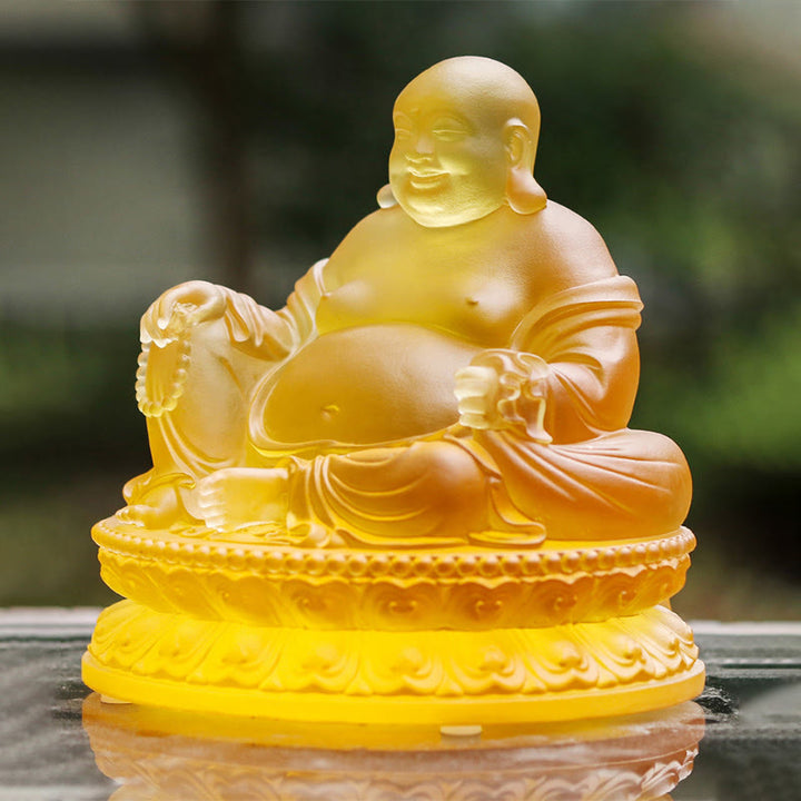 Buddha Stones Ręcznie robione Śmiejąca się Figurka Buddy Liuli Kryształowe Dzieło Sztuki Bogactwo Statua Dekoracja Domu