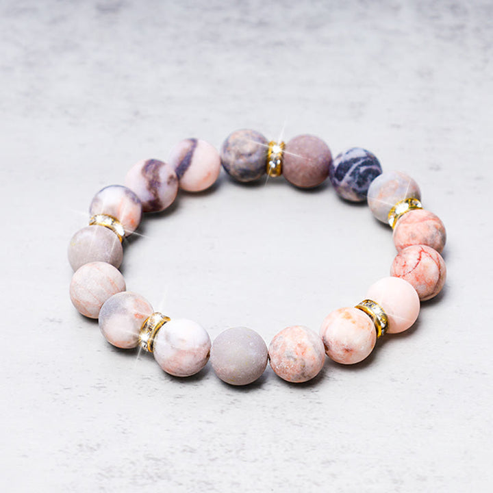 Buddha Stones Lęk Stres Uzdrawiający Kryształ Zebra Jasper Koraliki Bransoletka