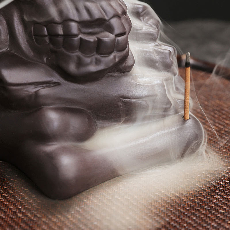 Buddha Stones Halloween Czaszka Głowa Fioletowa Glina Uzdrawiająca Kadzielnica Dekoracja