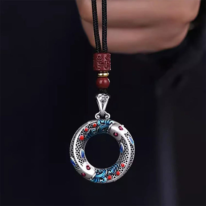 Buddha Stones Koi Ryba Pokój Klamra Miedź Bogactwo Szczęście Naszyjnik Wisiorek