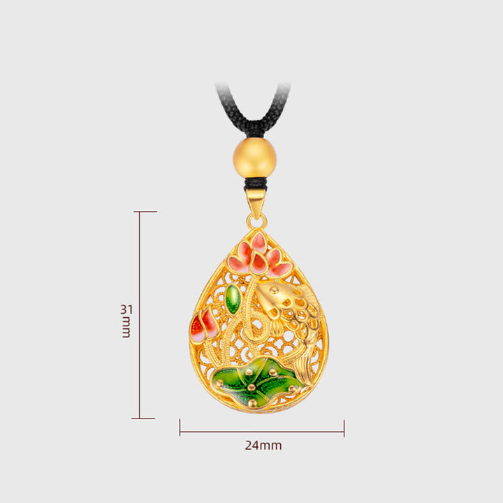 Buddha Stones Koi Ryba Lotos Liść Miedziany Naszyjnik Szczęścia Wisiorek - image 7