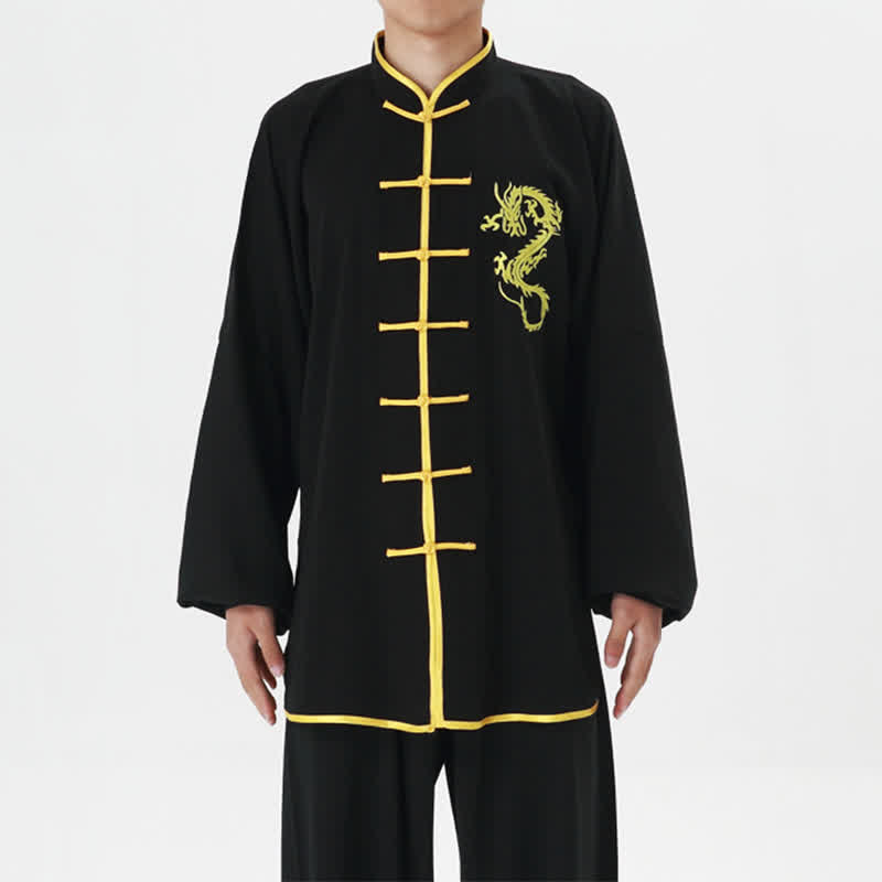 Buddha Stones Smok Haftowane Qi Gong Zen Praktyka Duchowa Medytacja Modlitwa Jednolity Zestaw Ubrań Unisex - image 8