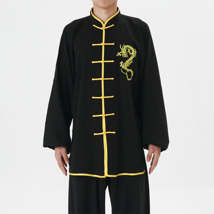 Buddha Stones Smok Haftowane Qi Gong Zen Praktyka Duchowa Medytacja Modlitwa Jednolity Zestaw Ubrań Unisex - image 8