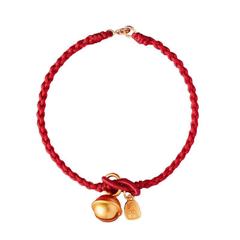 Buddha Stones ręcznie robione Fu Charakter Charm Szczęście Dzwonek Szczęścia Czerwona Bransoletka z Linii