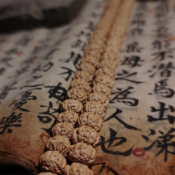 108 Mala Beads Rudraksha Bodhi Seed Luck Wealth Tassel Bransoletka z poczwórnym owinięciem