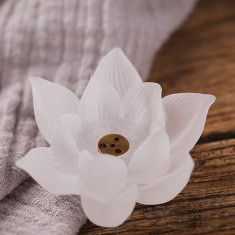 Buddha Stones Mini Lotus Liuli Kryształ Uzdrawiająca Medytacja Kadzidełko Palnik
