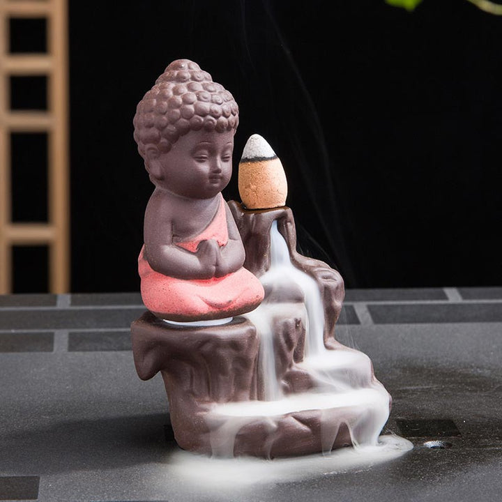 Kamienne Buddha Stones z przepływem wstecznym, fontanna dymna, ceramiczny palnik kadzidełkowy, dekoracja