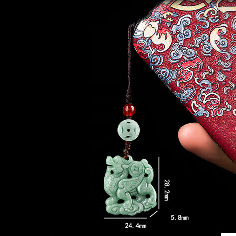 Buddha Stones Naturalny Jade Kirin Dobrobyt Telefon Wiszący Dekoracja