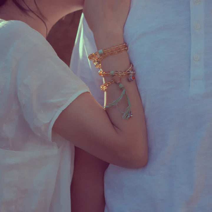 Buddha Stones 108 Koraliki Mala 925 Srebro Sterling Cytryn Sandałowiec Turkus Ochrona Bransoletka Dobrobytu - image 9