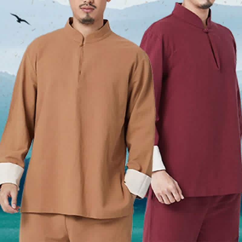 Buddha Stones Duchowa Zen Medytacja Joga Modlitwa Praktyka Bawełna Len Odzież Męska Zestaw - image 2