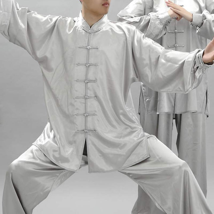 Buddha Stones Prosty wzór Medytacja Modlitwa Duchowy Zen Tai Chi Qigong Praktyka Unisex Zestaw Ubrań - Jasnoszary - 3XL - ODPOWIEDNIE DLA USA/ UK/AU/ EU- 2XL - image 15