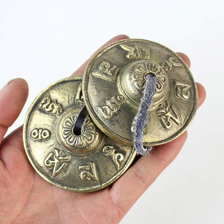 Buddha Stones Tybetański Dzwon Tingsha Sześć Prawdziwych Słów Smok Miedziana Równowaga Dekoracja Z Torbą