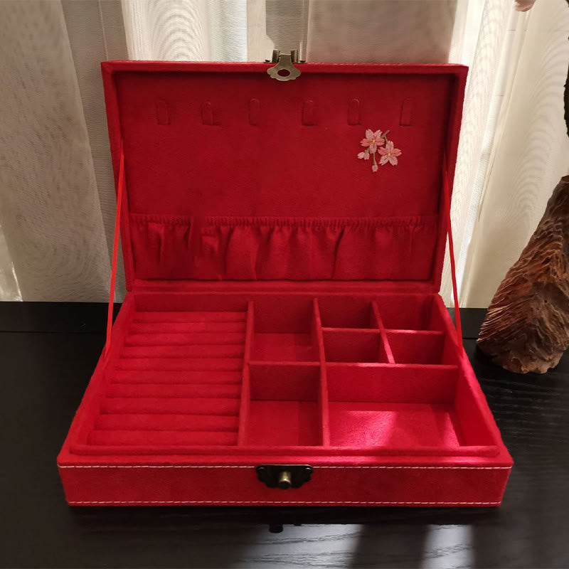 Buddha Stones Kwiaty Ważka Pudełko Organizator Biżuterii Jednowarstwowe Pudełko Do Przechowywania Biżuterii Flanelowe Pudełko