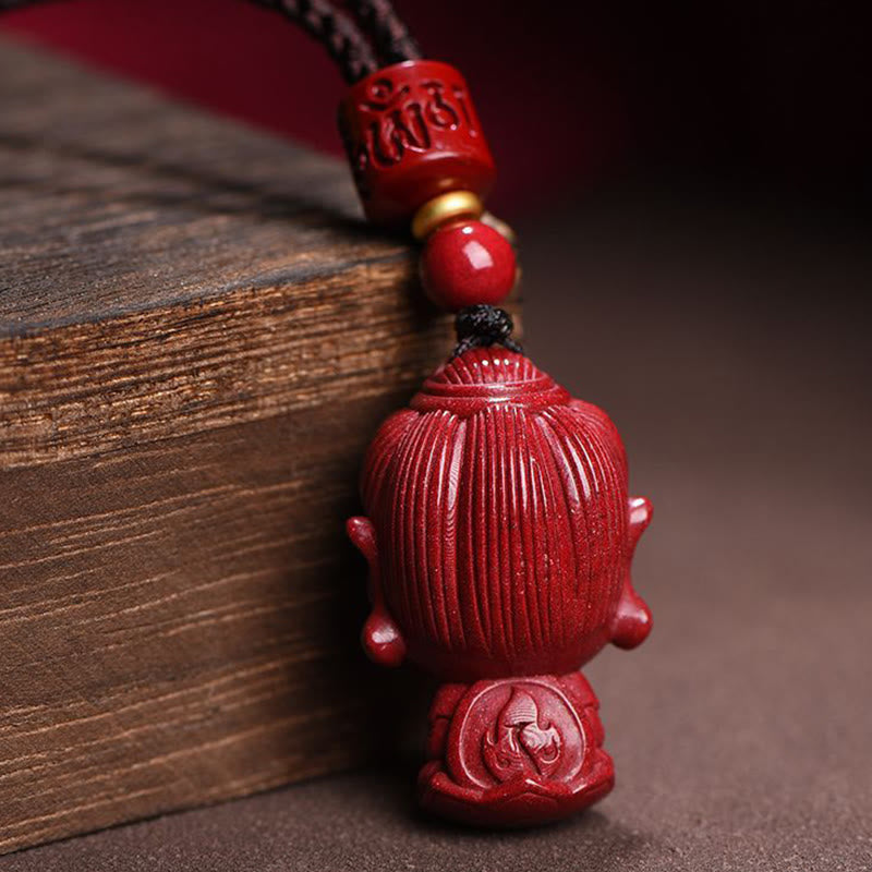 Buddha Stones Chiński Zodiak Natal Budda Naturalny Cynober Amulet Trzymający Z Daleka Złe Duchy Naszyjnik Wisiorek