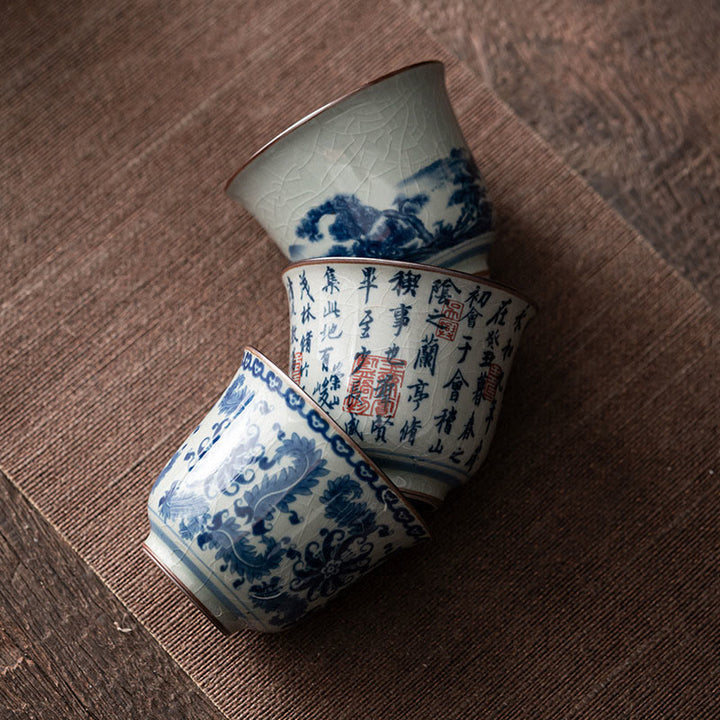 Buddha Stones Krajobraz górski Pawilon orchidei lotosu Spotkanie Ceramiczna filiżanka do herbaty Kung Fu