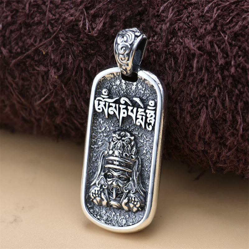 Buddha Stones 925 Srebro Sterlingowe Zakiram Bogini Bogactwa Om Mani Padme Hum Naszyjnik Pokoju Wisiorek - Tylko wisiorek (16*34 mm) - image 1
