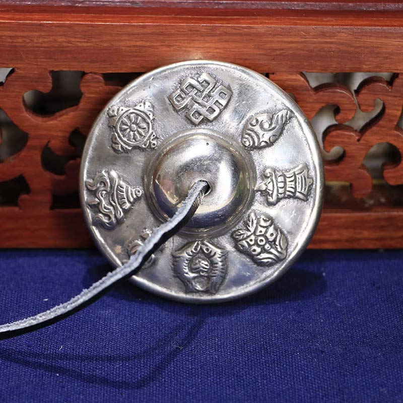 Buddha Stones Tybetański Dzwon Tingsha Sześć Prawdziwych Słów Biała Miedź Uzdrawiająca Dekoracja