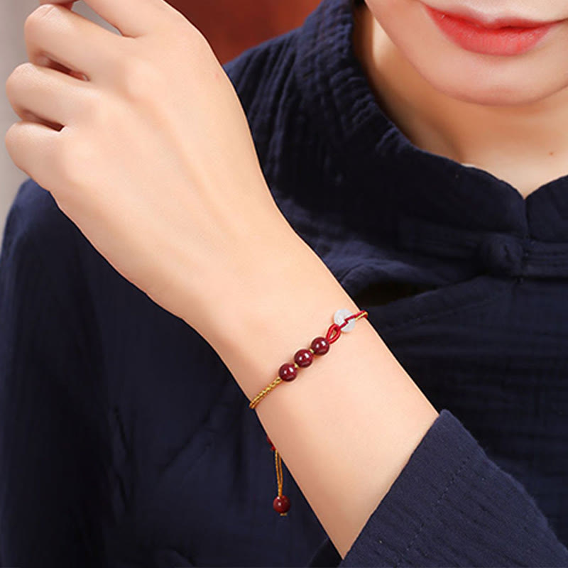 Bransoletka z zapięciem Peace Buckle z Buddha Stones Natural Cinnabar Jade