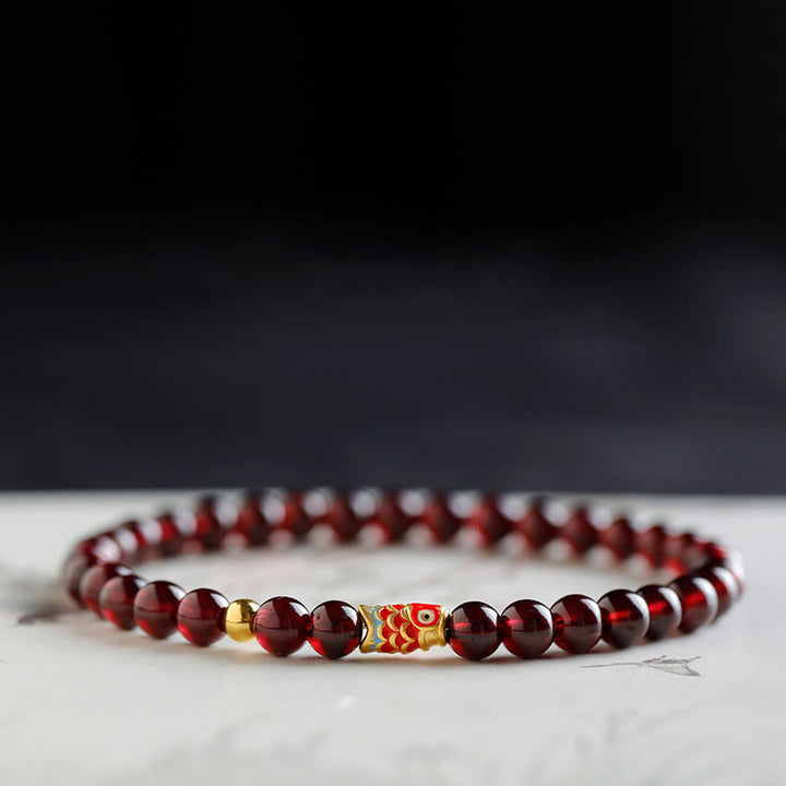 Buddha Stones 999 Złota Rybka Koi Naturalna Granatowa Bransoletka Ochronna