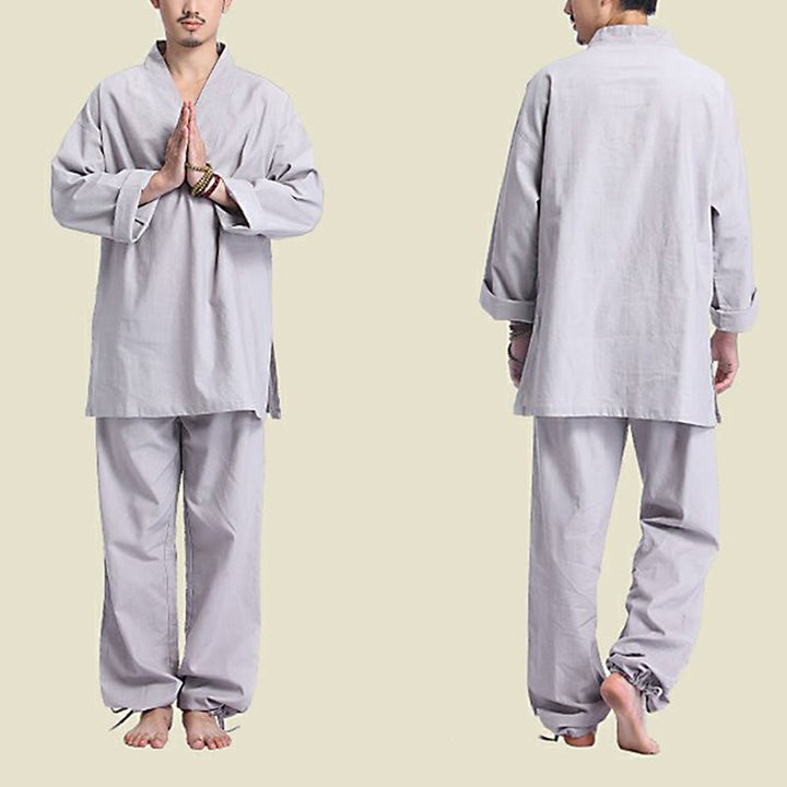 Buddha Stones Medytacja Modlitwa Dekolt w serek Projekt Bawełna Len Duchowa Praktyka Zen Joga Odzież Męska Zestaw - image 12