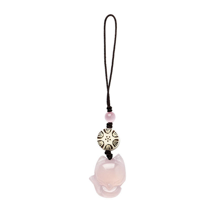 Naturalny Chalcedon Fox Harmony Telefon Wiszący Dekoracja