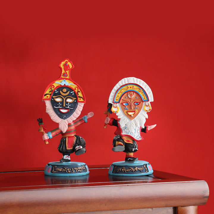 Buddha Stones Tybetańska Opera Maska na Twarz Lalka Dekoracja Domu Biuro Samochód Ozdoba