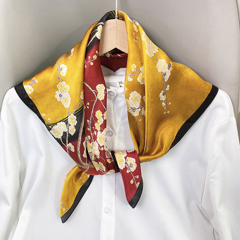 Buddha Stones Scena pasterska Balon na gorące powietrze Wiosenne kwiaty 100% jedwabiu morwowego Chusta na szyję - image 27