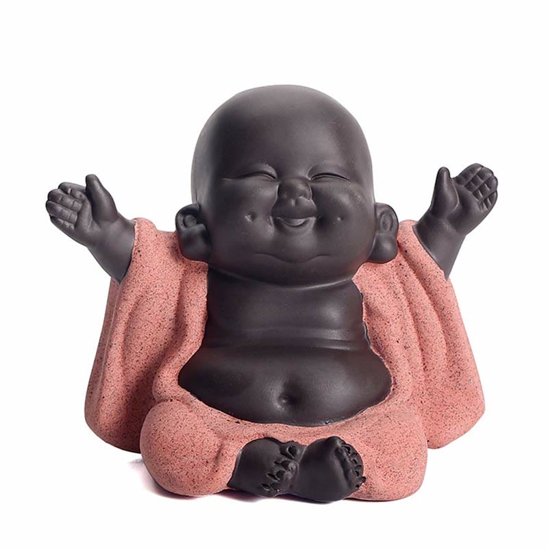 Buddha Stones Zawsze Uśmiechnięty Śmiejący się Budda Bogactwo Szczęście Fioletowa Glina Dekoracja Statuy Maitreya - image 8