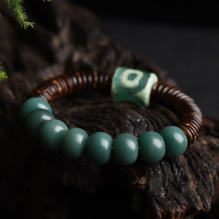 Tybetański Cyan Bodhi Seed Dzi Bead Bransoletka z łupin kokosa, która odstrasza złe duchy