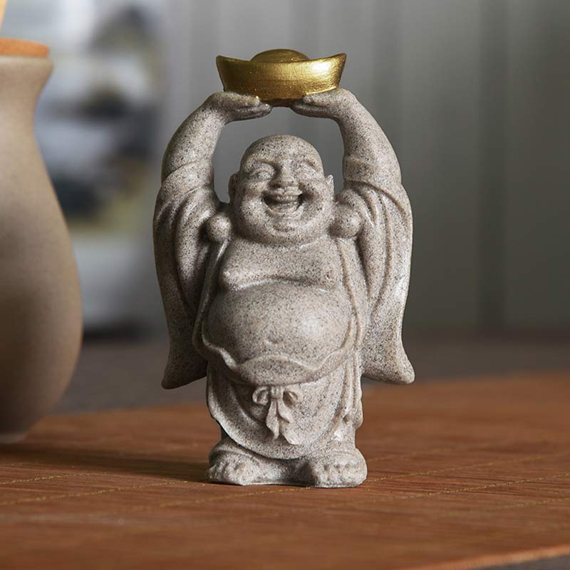 Buddha Stones Śmiejący się Budda Żywica Statua Błogosławieństwo Dekoracja Domu - 6,5*4,5*11 cm - image 0