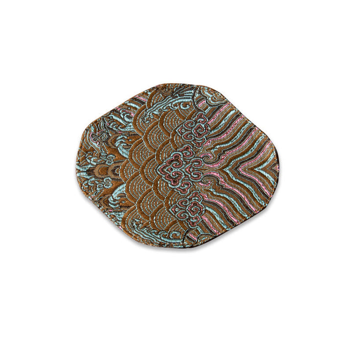 Buddha Stones Fale Morskie Bambus Śliwkowy Kwiat Brokat Haft Podkładka Pod Kubek Podkładka Pod Kubek Herbaty Kung Fu