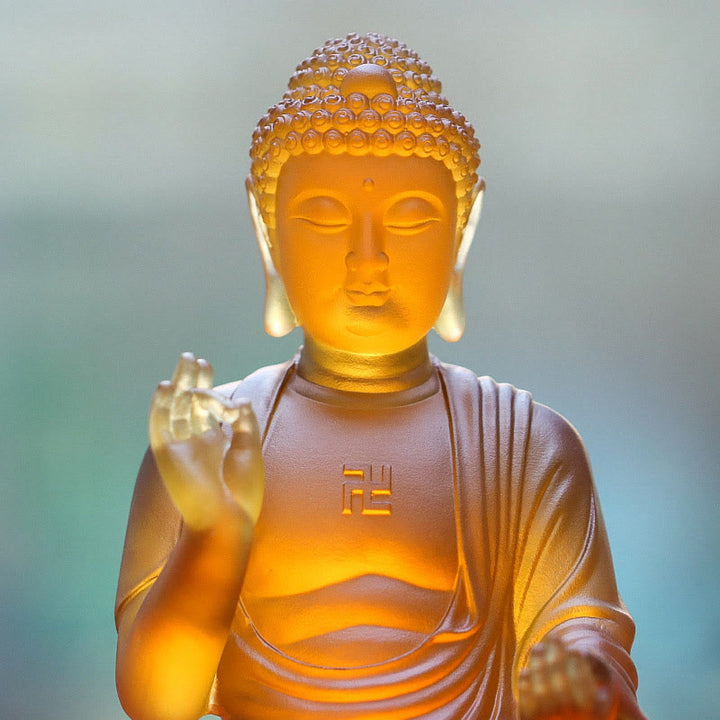 Buddha Stones Ręcznie Robione Budda Siakjamuni Liuli Kryształowe Dzieło Sztuki Współczucia Statua Ofiarowania Dekoracji Domu Biuro - image 5