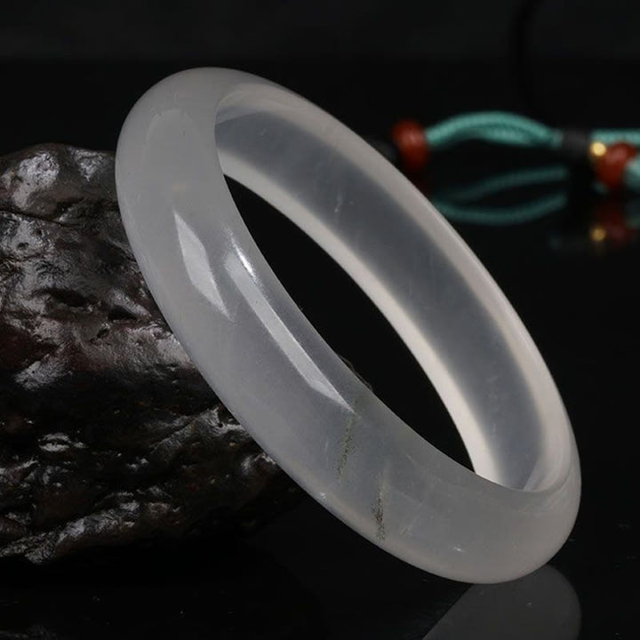Buddha Stones Naturalny Przezroczysty Złoty Jedwabny Jadeit Bransoletka Bogactwo Szczęście Bangle