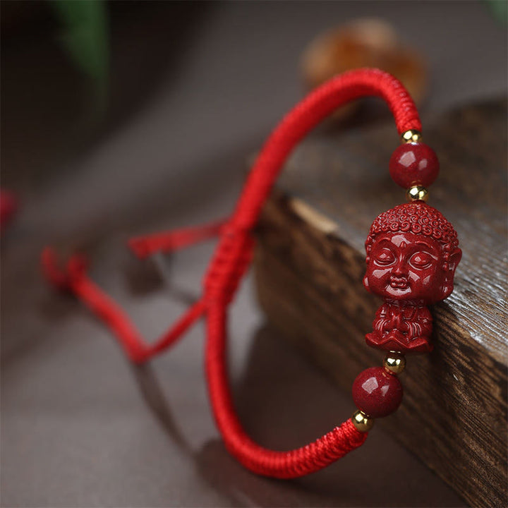 Buddha Stones Chiński Zodiak Natal Budda Cynober Amulet Błogosławieństwo Bransoletka Sznurkowa