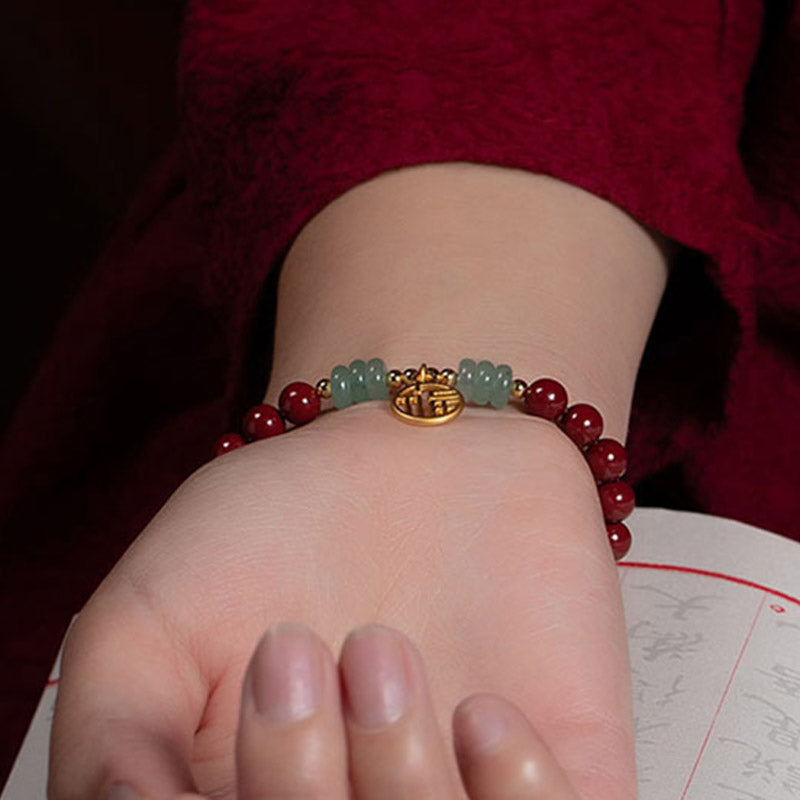 Bransoletka z Buddha Stones Cinnabar Green Aventurine Luck Blessing