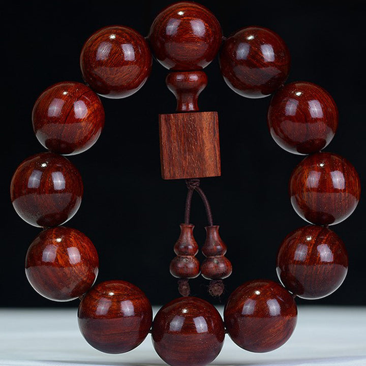 Bransoletka relaksacyjna z Buddha Stones z Tybetu z małym liściem i czerwonym sandałowcem