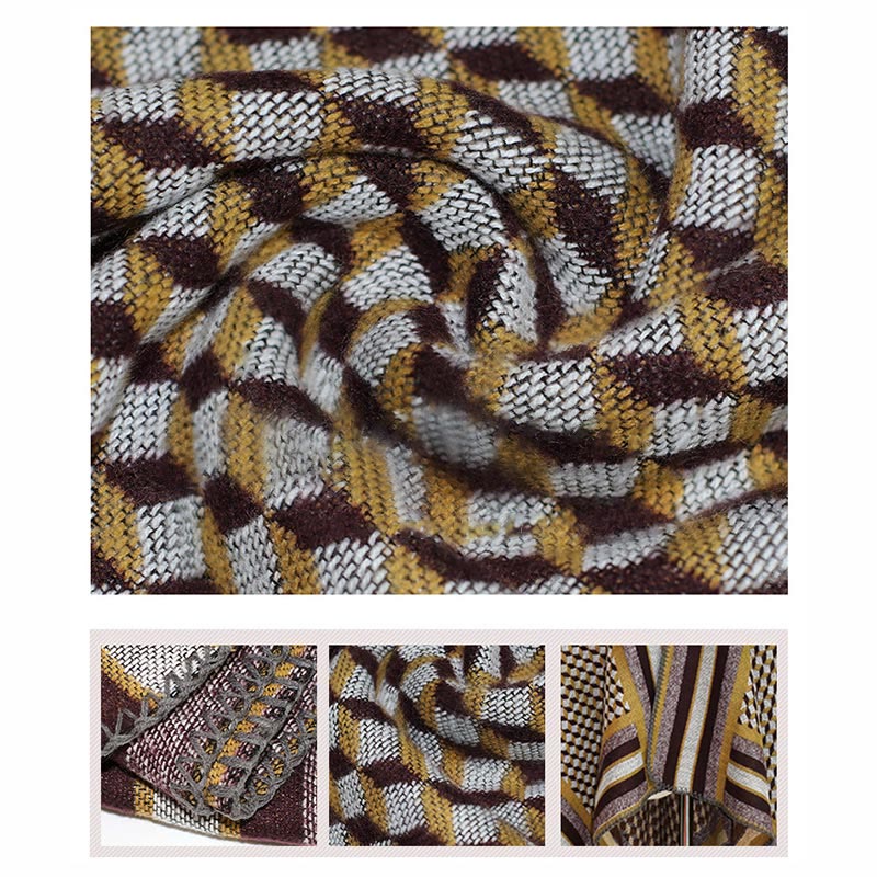 Buddha Stones Tybetański Szal Klasyczny Wzór Zimowy Przytulny Ciepły Szalik Podróżny Otulacz - image 9