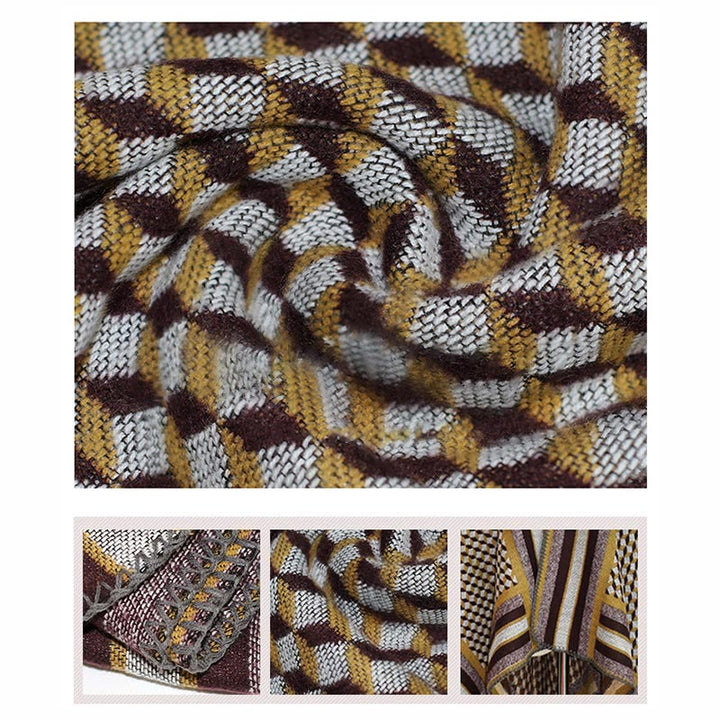 Buddha Stones Tybetański Szal Klasyczny Wzór Zimowy Przytulny Ciepły Szalik Podróżny Otulacz - image 9