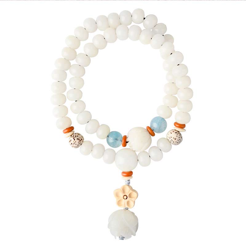 Bransoletka z białego jadeitu Bodhi Lotus z Buddha Stones