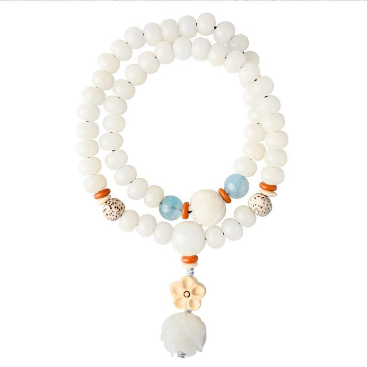 Bransoletka z białego jadeitu Bodhi Lotus z Buddha Stones