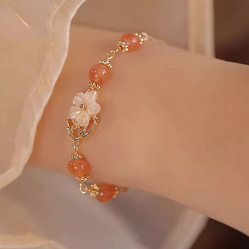 Buddha Stones Red Agat Tridacna Stone Flower Confidence