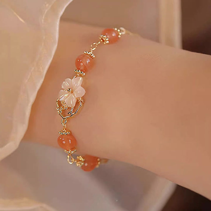 Buddha Stones Red Agat Tridacna Stone Flower Confidence