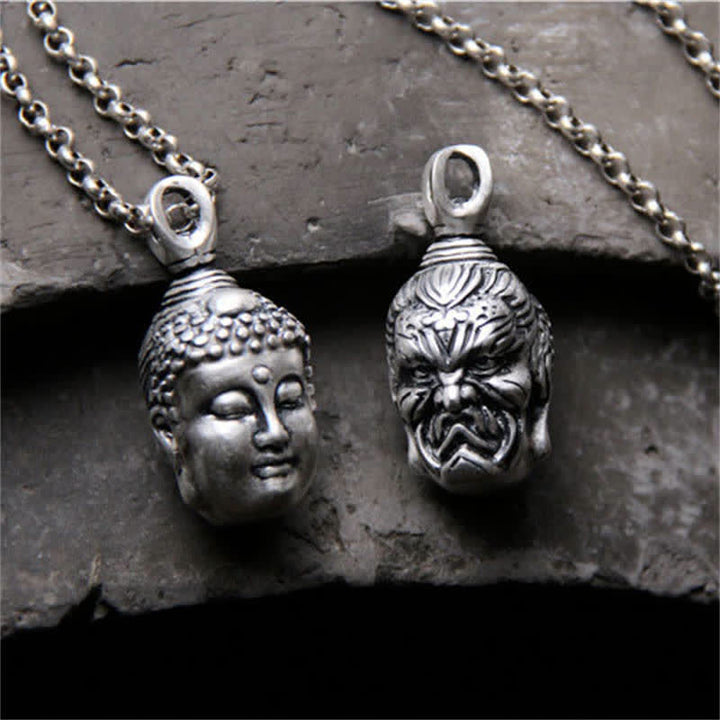 Buddha Stones 999 Srebrny Naszyjnik Budda Demon Spokój Wisiorek - image 1