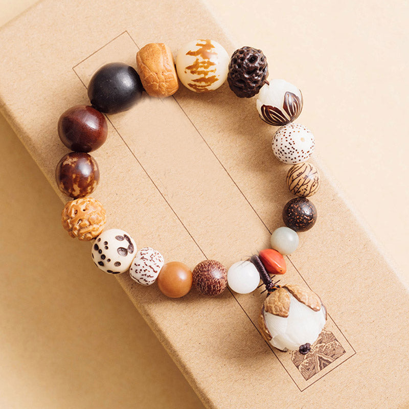 Buddha Stones Bodhi Nasiona Lotosu Mądrość Spokój Bransoletka Mala Na Nadgarstek