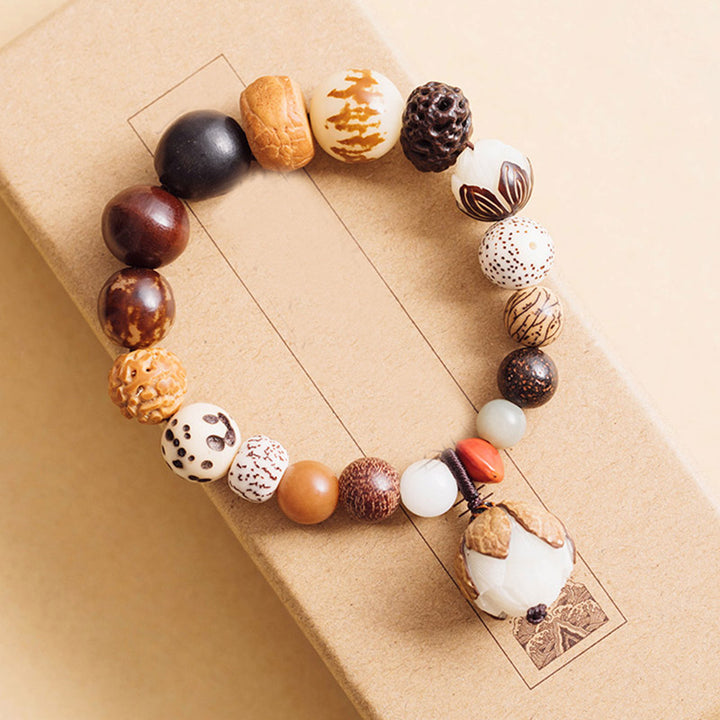 Buddha Stones Bodhi Nasiona Lotosu Mądrość Spokój Bransoletka Mala Na Nadgarstek