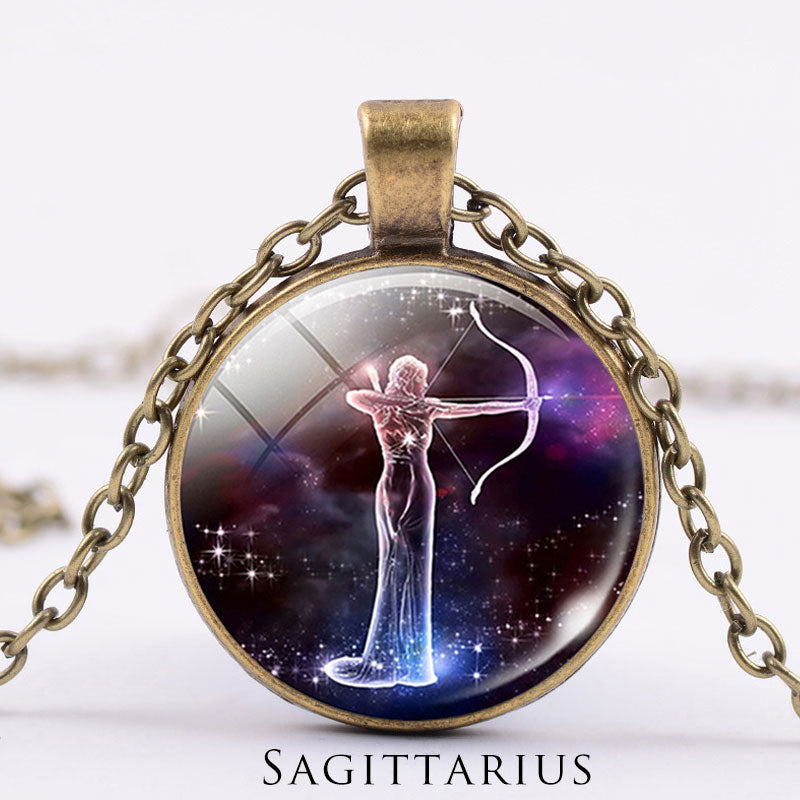12 konstelacji zodiaku Księżyc Gwiaździste niebo Ochrona Błogosławieństwo Naszyjnik Wisiorek